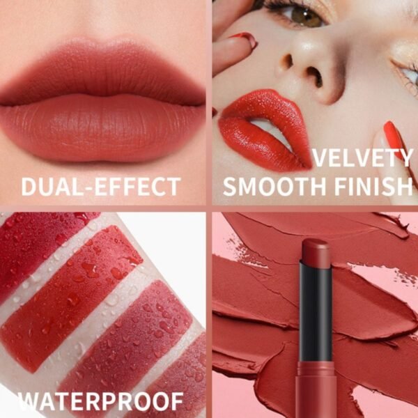 dual effect matte lipstick 12 shades, waterproof 16hr wear