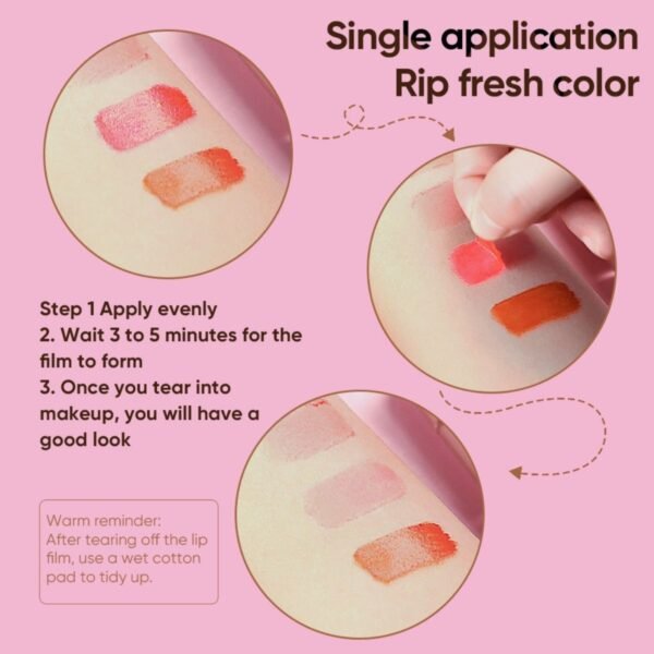 tear off matte lip tint non transfer, long lasting vegan