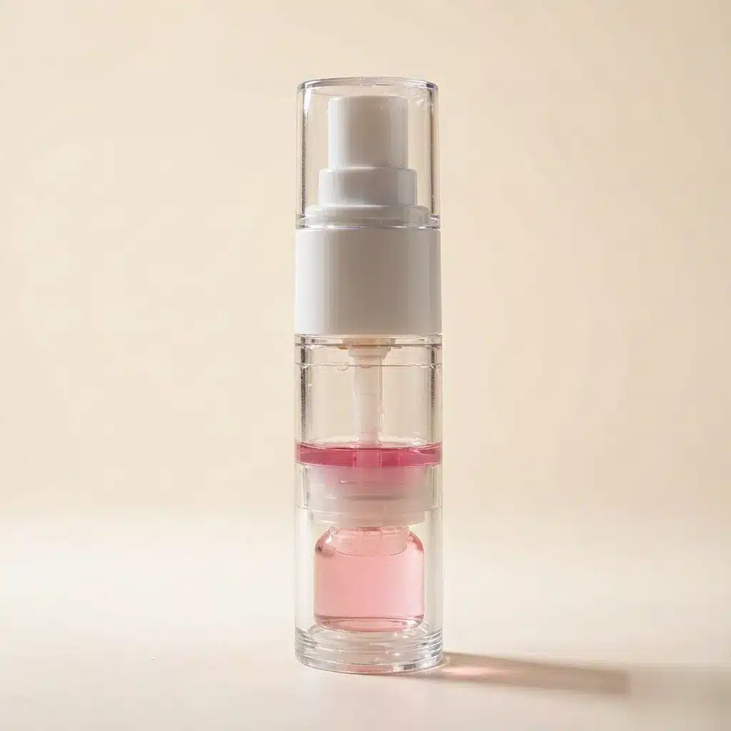 ual chamber fresh-mix essence bottle in clear airless housing — private label OEM serum
